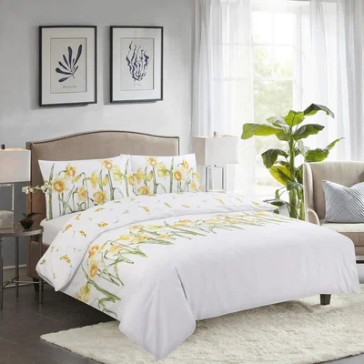 The Range Vantona Classic Daffodils Duvet Cover Set - White/Multi / Super King