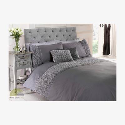 The Range Limoges Raised Roses Floral Duvet Cover Set - Grey / Superking / 1.8kg