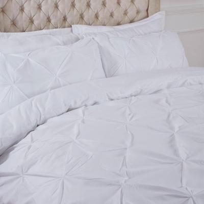 The Range Highams Diamond Pintuck Duvet Cover with Pillowcase - White / Superking