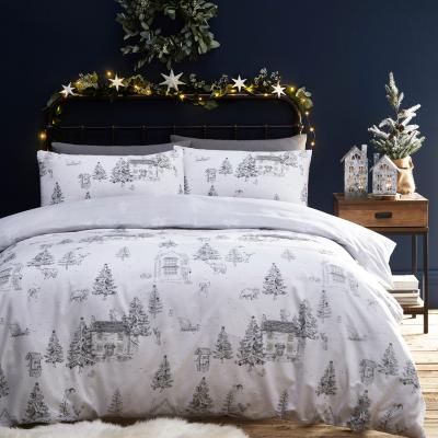 The Range Snowy Cottages Duvet Cover Set - Snow / Superking