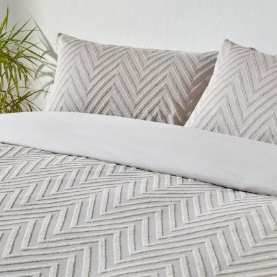 The Range Chevron Tufted Duvet Cover Set - Stone / Superking