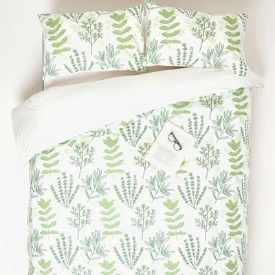The Range Botanical Garden Printed Duvet Cover Set with Pillowcase - Green / Superking