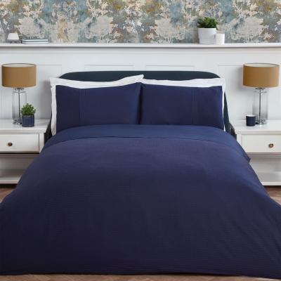 The Range Luxury Waffle Duvet Cover and Pillowcase Set - Navy / Superking