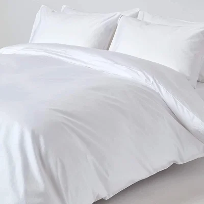 The Range Satin Feel 1000 TC Egyptian Cotton Duvet Cover with Pillowcase - White / Superking