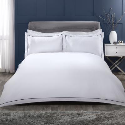 The Range Oxford Stitch Trim 200 Thread Count Duvet Cover and Pillowcase Set - Navy / Super King