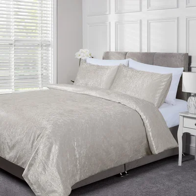 The Range Crushed Velvet Duvet Cover and Pillowcase Set - Gold / Super King