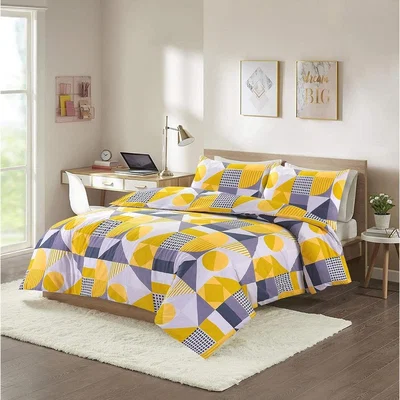 The Range Scott Geometric Duvet Cover Set - Yellow / Superking