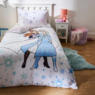 Dunelm Disney Frozen Fleece Duvet Cover and Pillowcase Set Off-White