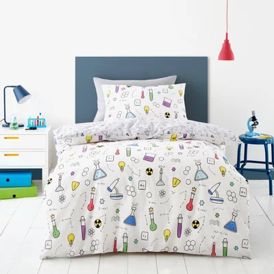 Dunelm Science Single Duvet Cover and Pillowcase Set Natural