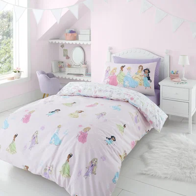 Dunelm Disney Princesses Duvet Cover and Pillowcase Set Pink