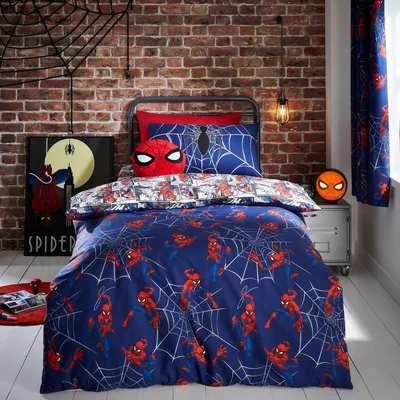 Dunelm Marvel Spider-Man Navy Duvet Cover and Pillowcase Set Navy