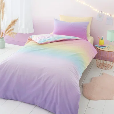 Dunelm Ombre Pastel Duvet Cover and Pillowcase Set MultiColoured