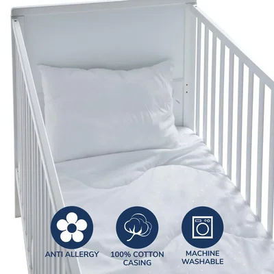 Dunelm Fogarty Little Sleepers Anti-Allergy 7 Tog Cot Bed Duvet and Pillow Set White
