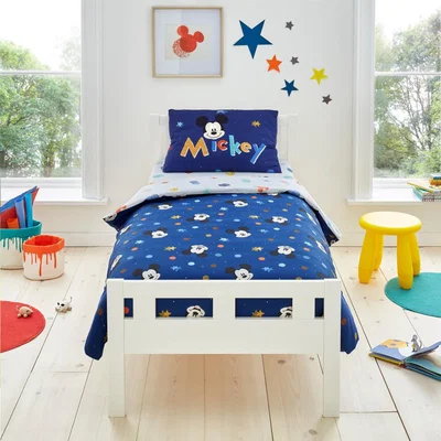 Dunelm Disney Mickey Mouse 100% Cotton Reversible Duvet Cover and Pillowcase Set Dark Blue