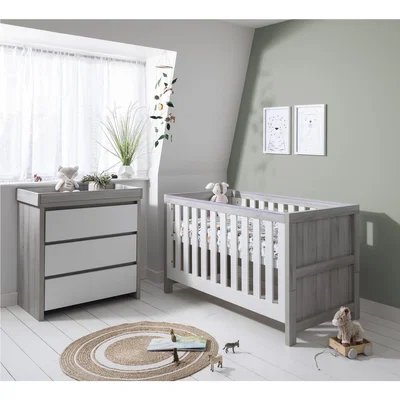 Furniture123 Tutti Bambini Modena Grey and White Cot Bed with Changing Table