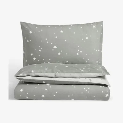 John Lewis little home at John Lewis Star Print Reversible Duvet Cover and Pillowcase Set, Cotbed (120 x 140cm)