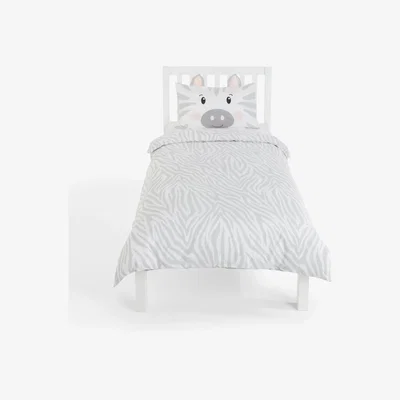 John Lewis little home at John Lewis Zebra Duvet Cover and Pillowcase Set, Single, Grey/White