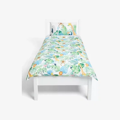 John Lewis little home at John Lewis Safari & Friends Reversible Cotton Duvet Cover and Pillowcase Set, Single, Multi