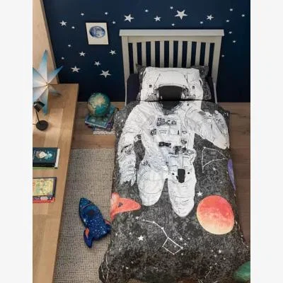 Marks & Spencer M&S Pure Cotton Astronaut Bedding Set - SGL - Charcoal Mix, Charcoal Mix