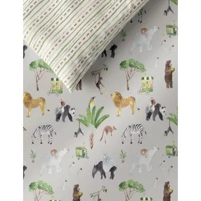 Marks & Spencer M&S Cotton Rich Animal Bedding Set - SGL - Grey Mix, Grey Mix
