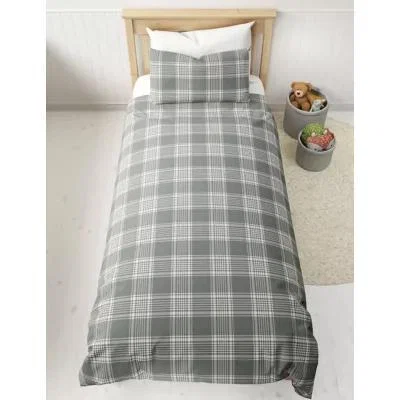 Marks & Spencer M&S Cotton Mix Checked Bedding Set - TODDL - Grey Mix, Grey Mix,Navy Mix