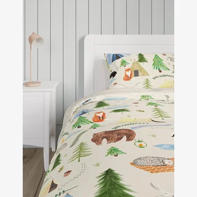 Marks & Spencer M&S Cotton Blend Woodland Bedding Set - SGL - Natural Mix, Natural Mix