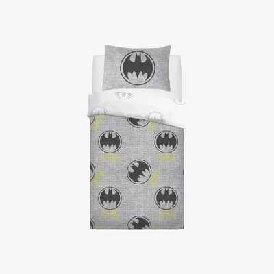 The Range Batman Grey Logo Duvet Cover and Pillowcase Set - Grey
