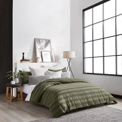 Amara DKNY - Avenue Stripe Duvet Cover - Olive - Double