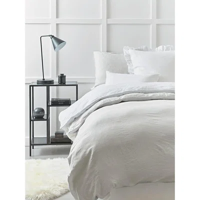 Cox and Cox Washed Linen Double Duvet Cover - Soft Grey