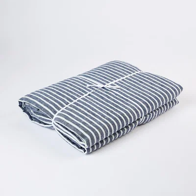The Conran Shop Linen Duvet Cover Double Blue Stripe