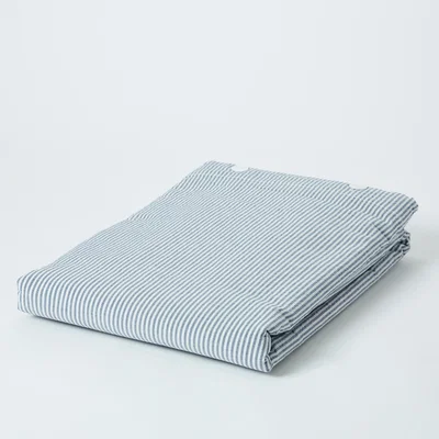 The Conran Shop Stonewashed Cotton Duvet Cover in Blue Stripe Double