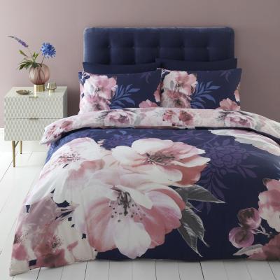Dunelm Catherine Lansfield Dramatic Floral Navy Reversible Duvet Cover and Pillowcase Set Navy (Blue)