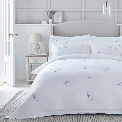Dunelm Dorma Ashmore Lavender 100% Cotton Duvet Cover and Pillowcase Set Lavender