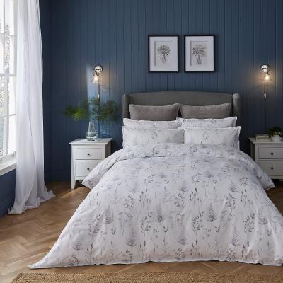 Dunelm Dorma Purity Botanical 100% Cotton Duvet Cover and Pillowcase Set Grey