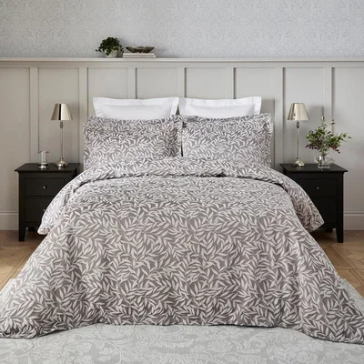 Dunelm Dorma Willow Leaf Duvet Cover and Pillowcase Set Grey