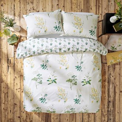 Dunelm Marsh Botanical 100% Cotton Duvet Cover and Pillowcase Set Green