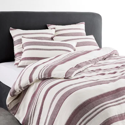 La Redoute Volutta Striped Duvet Cover in Washed Linen