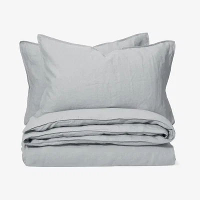 Made.com Brisa Linen Duvet Cover + 2 Pillowcases, Double, Silver Grey