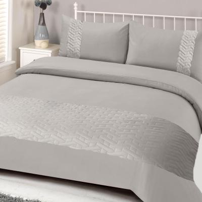 The Range Brentfords Pinsonic Geo Band Duvet Cover Bedding Set - Silver / Superking