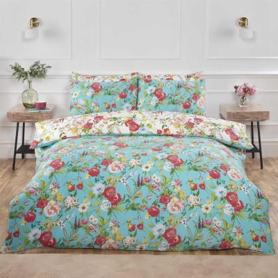 The Range Ashbourne Floral Duvet Cover Set Reversible Bedding Duck Egg - Blue / Double