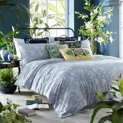 The Range Wedgwood Magnolia Jasper Double Duvet Cover Bedding Set - Blue