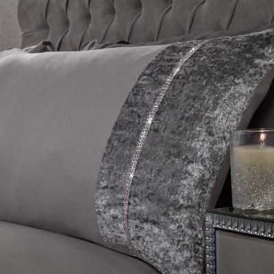 The Range Sienna Crushed Velvet Diamante Duvet Cover Set - Silver / Double