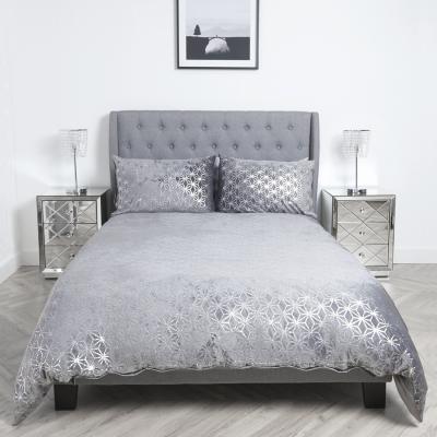 The Range Geometric Metallic Fleece Duvet and Pillow Case Set - Silver / Double