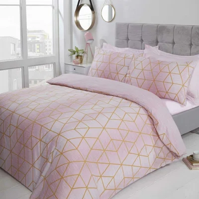 The Range Calvin Geometric Reversible Duvet Cover Bedding Sets - Pink / Double