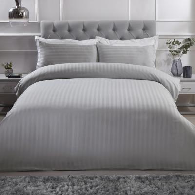 The Range Luxury Satin Stripe Duvet Cover and Pillowcase Set - Silver / Double
