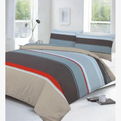 The Range Carter Brown Striped Duvet Cover Set Modern Bedding - Brown / Double