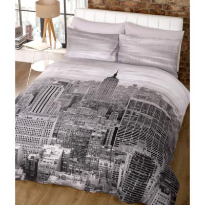The Range Empire Printed Duvet Cover and Pillowcase Set - Grey / Double