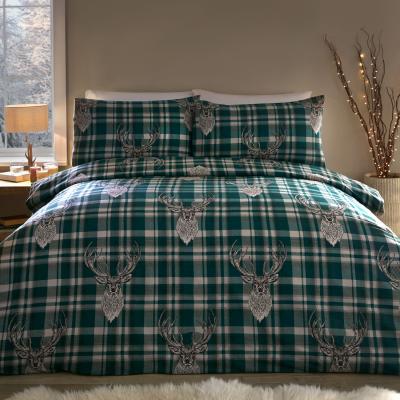 The Range Moorland Stag Check Duvet Cover and Pillowcase Set - Green / Double
