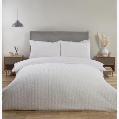 The Range Geo Faux Fur Duvet Cover and Pillowcase Set - White / Double