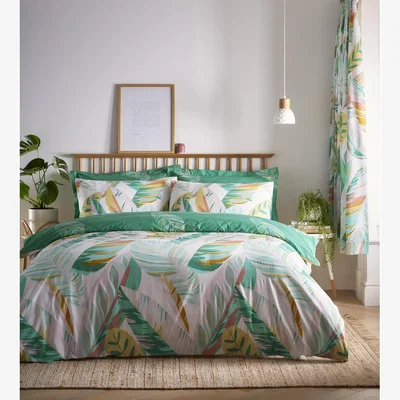 The Range 144 Thread Count Bedding Palma Leaves Duvet Cover Set - Green / Double